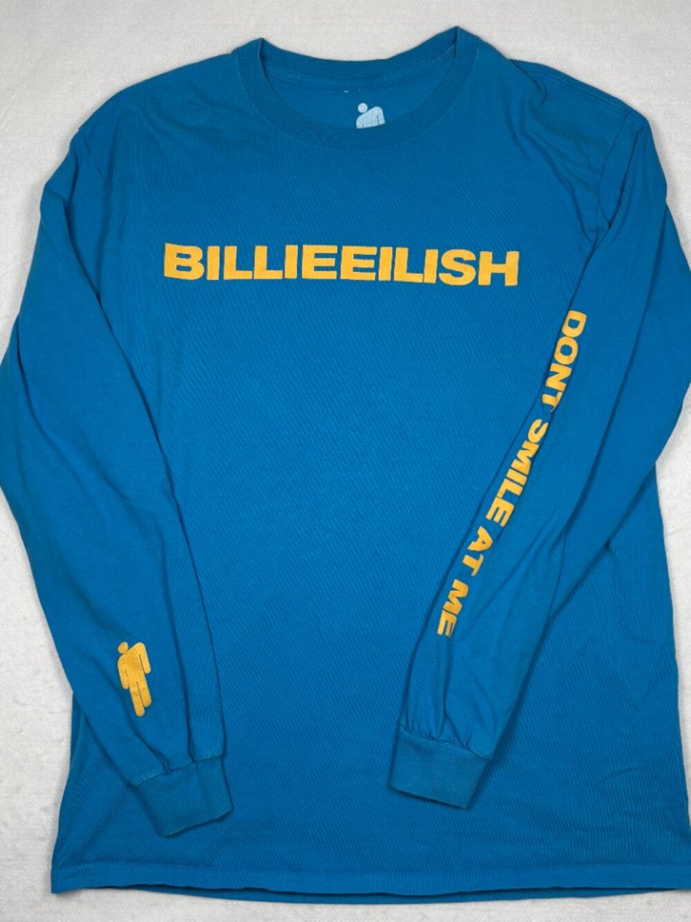 Billie Eilish Blohsh Blue Long Sleeve Graphic T-Shirt Dont Smile At Me Merch M
